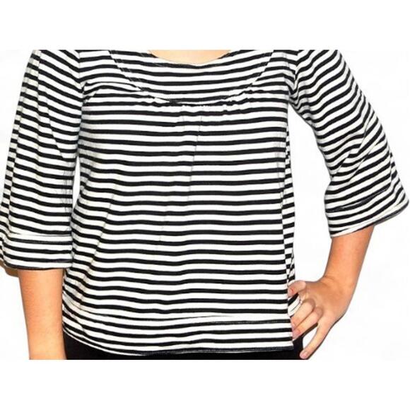 Old Navy Tops - Old Navy Women’s Black & White Striped 3/4 Sleeve Shirt XL Coastal Beachy Vibe